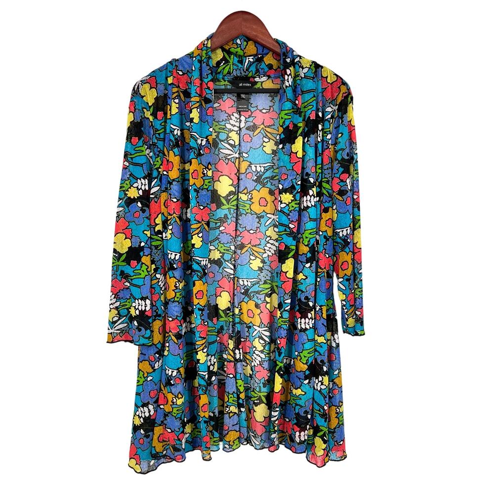 NEW NWOT Ali Miles Plus Size 1X Wearable Art Jacket Blouse Shirt Top Abstract